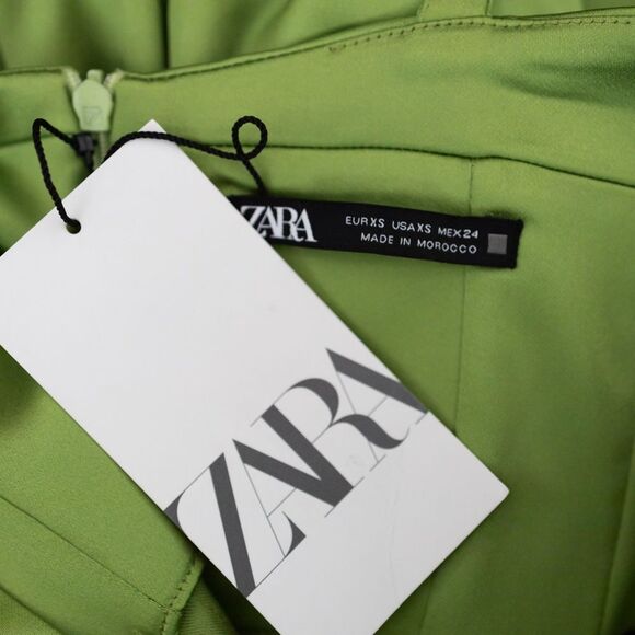 NEW Blogger Fave Viral Zara Lime Green Bustier Corset Push Up Satin Midi Dress - Picture 12 of 15